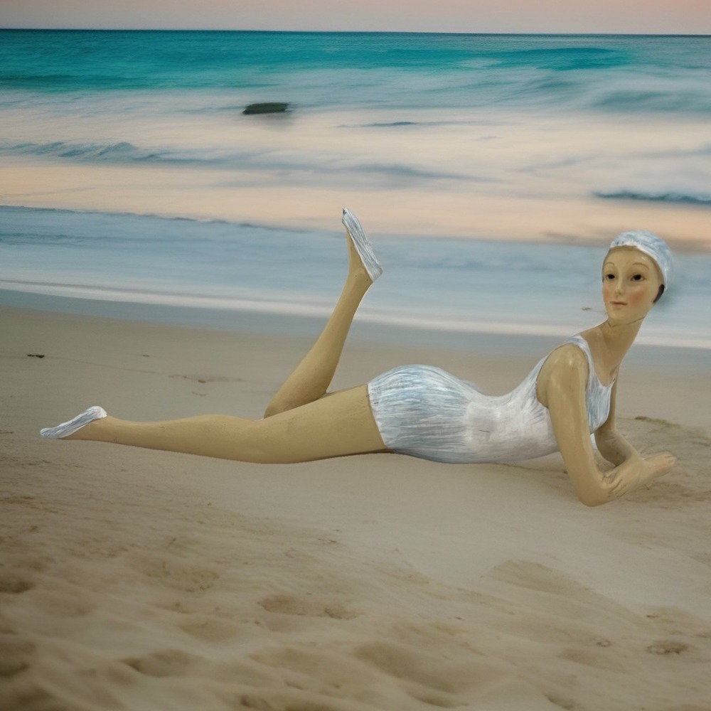 Vtg Art Deco 1920's "Bathing Beauty" Woman Swimsuit Resin Figurine Sculpture 10"